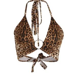 Leopard Print Halter Swim Top - Brown. Never worn brand new no tags